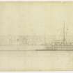 London, South Bank, Festival of Britain, Sea and Ships pavilion.
Sketch of waterfront elevation.