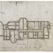Digital image of drawing showing plan of founds, including wine cellar and heating chamber.
