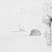 Sketch perspectives of proposed design for British pavilion.