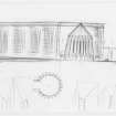 Sketch elevations from W, including Chapel of Unity.