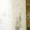 Interior.  Detail of pencil graffiti on door jamb of Incorporation House, c.1940's and 1950's.