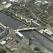 Oblique aerial view centred on the bridge under construction, taken from the NNW.