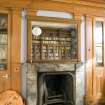 Interior. W Wing. Ground floor. Library fireplace. Detail