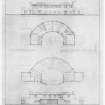 Plans of ground and first floors, and front and back elevations, Gribloch House.