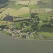 Oblique aerial view.  Town from S.