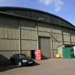 View.  SE gable end and doors of aircraft shed.