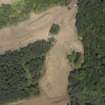 Oblique aerial view centred on the excavation of the medieval village.