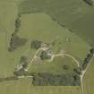 Oblique aerial view centred on the country house, dovecot and garden, taken from the SW.