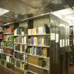 Interior. Basement, science library.
