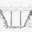 Engraving of elevation and plan inscr: ''Centering used in the construction of Cartland Craigs Bridge, 1821.''