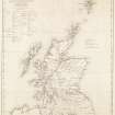 Engraving of map  inscr: ''Map of Scotland shewing The Highland Roads and Bridges made, the Harbours improved and Churches built in the Highlands, also the Glasgow and Lanarkshire Roads, all according to the Plans of Thomas Telford. Shewing also the Old Military Roads still maintained in use.''