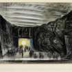 Presentation sketch of the Hall of Coal for The Festival of Britain, Kelvin Hall, Exhibiton of Industrial Power, Sources of Power Hall.