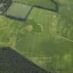 General oblique aerial view centred on the cropmarks of the rig and pits with the country house adjacent, taken from the NW.