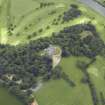 Oblique aerial view centred on the country house and golf course, taken from the WSW.
