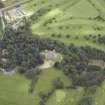 Oblique aerial view centred on the country house and golf course, taken from the S.