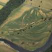 Oblique aerial view centred on the cropmarks of the possible enclosures and pits, taken from the SW.