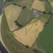 Oblique aerial view centred on the cropmarks of the Roman temporary camp, taken from the NW.