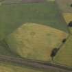 Oblique aerial view centred on the cropmarks of the enclosure and ring-ditch with the cropmarks of the Roman fort adjacent, taken from the W.