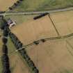 Oblique aerial view centred on the cropmarks of the Roman temporary camps and fort annexe, taken from the NE.