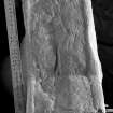 View of side face of cross-slab fragment, (St Vigeans no.9). (black & white, with scale)