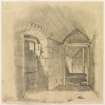 Drawing of small vaulted room, Elphinstone Tower.