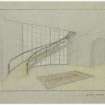 Perspective sketch showing design for staircase bannister.