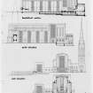 England, Warwickshire, Coventry, Coventry Cathedral, cross-section and elevation.