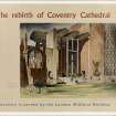 Poster titled 'The rebirth of Coventry Cathedral: Coventry is served by the London Midland Railway'.