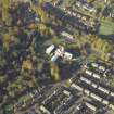 Oblique aerial view centred on the church, taken from the ESE.