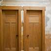 Interior. First floor. Detail of doors and stenciled decoration