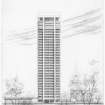 Married Quarters, Tower Block (Block F).
North elevation showing proposed design for tower block.
