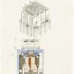 Married Quarters, Tower Block (Block F).
Sketch detail showing proposed designs for the tower top.
