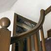 Interior. Top landing. Staircase bannister. Detail