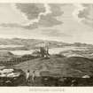 Engraving showing distant view of Dunvegan Castle, from 'Pennant Tour in Scotland 1772', Vol I (plate 37, p294)