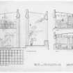 Sections, elevations, and ceiling plan of Cappers' Room.