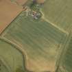 Oblique aerial view centred on the parchmarks of the settlement, taken from the SE.