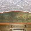 Interior. Hall. View of mural painting above dining room door