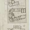 Digital copy of page 17: Plans of Second and Basement Floors of Seafield Baths, East of Leith Links.  Ink sketch plan of Liberton Kirk.
'MEMORABILIA, JOn. SIME  EDINr.  1840'