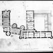 Ballindalloch Castle.
Mechanical drawing.
Plan of first floor as prepared in 1848 and alteration adopted under third contract. 'No. 28'.
Titled: 'First Floor'. 1848. 
Signed: 'Mackenzie and Matthews'.