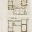 Digital copy of page 21: Ink sketch plans of second and third floors of Crichton Castle.
'MEMORABILIA, JOn. SIME  EDINr.  1840'