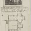 Digital copy of page 33: Engraving and ink plan of Dryburgh Abbey.
'MEMORABILIA, JOn. SIME  EDINr.  1840'