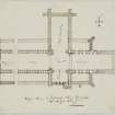 Digital copy of page 40: Ink sketch plan of Upper Storey of Jedburgh Abbey
Insc. "Upper Storey of Jedburgh Abbey Church. 14th August 1818. J.S."
'MEMORABILIA, JOn. SIME  EDINr.  1840'