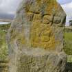 Upper Manbean Pictish symbol stone. View of reverse, showing initials