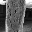 View of front face of stone showing pictish symbols (B&W)
