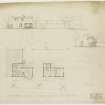 Plans and elevations of alternative scheme for caretaker's cottage.