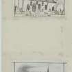 Digital copy of page 55 verso: Ink sketch and plan of Alloa Church from SW and engraving of Alloa Church.
'MEMORABILIA, JOn. SIME  EDINr.  1840'