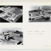 Page of practice portfolio showing views of model of Kilsyth Secondary School.
