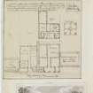 Digital copy of page 72 verso:  Ink sketch of South front and plan of houses in High Street, Pittenweem and an engraving showing general view of Lundin House.
'MEMORABILIA, JOn. SIME  EDINr.  1840'