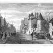 Engraving showing view of Gorbals. 
Inscr: "Gorbals Chapel and etc"