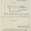 Digital copy of page 81: Ink sketch plan of Dunkeld Cathedral, with written text detailing inscriptions from monuments, and of Dunblane Cathedral.
'MEMORABILIA, JOn. SIME  EDINr.  1840'